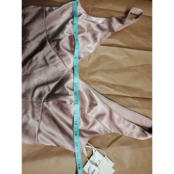 Galina Signature Womens Sz 10 Maxi Satin Dress Oyster Pink Nude Formal Slit NWT - Picture 4 of 9